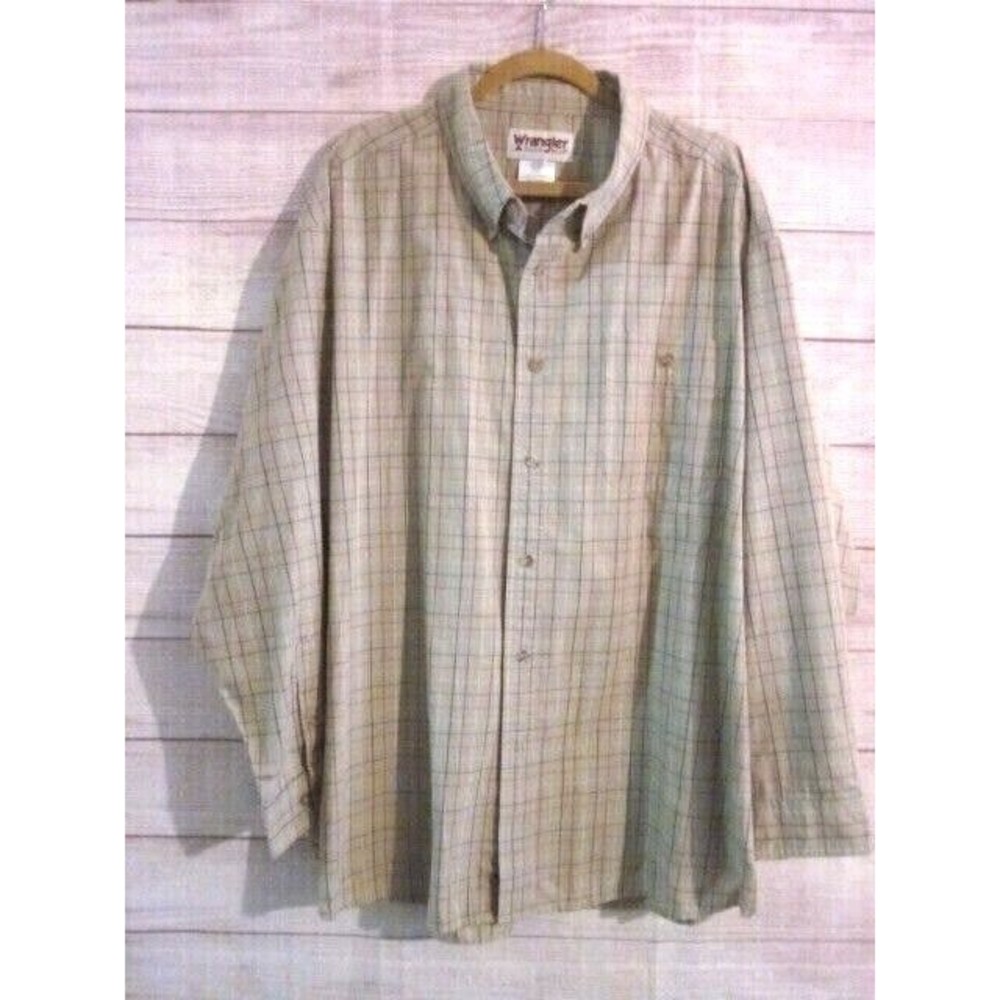 Wrangler Rugged Wear Men's 4X Button-Down Shirt Long Sleeve Plaid